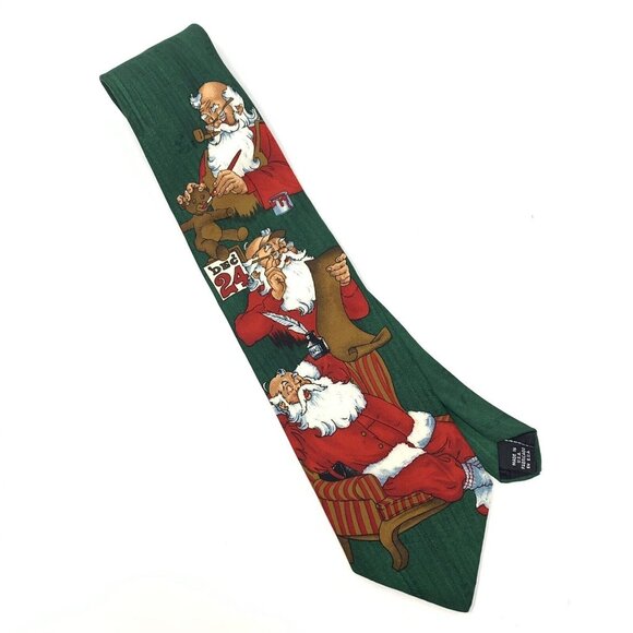Christmas Hallmark Tie Santa Claus Holiday Novelty Necktie SpecialTies 56" Green - Picture 2 of 8